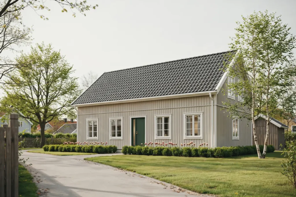 takoml ggning med nya betongpannor p villa i lindome